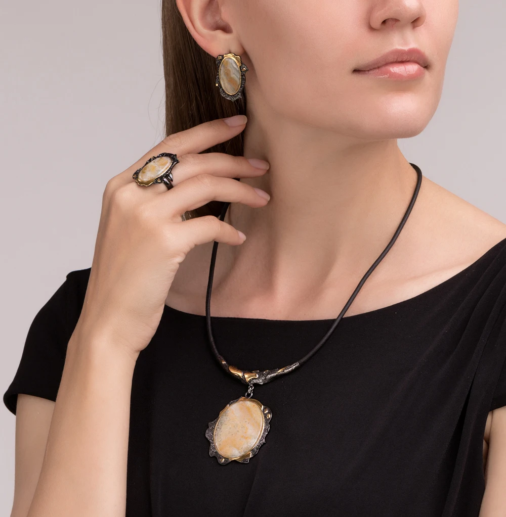 Серебряное колье с агатом SUNLIGHT | Украшения и аксессуары