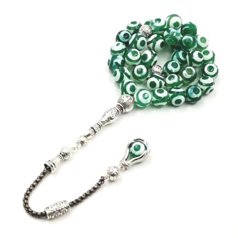 Натуральные глаза Агаты tasbih с мусульманскими бусинами 33 66 99 камень