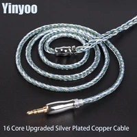 ak yinyoo 16 core upgraded silver plated copper earphone cable 2 53 54 4mm with mmcx2pinqdctfz for ccz tri blon kbear