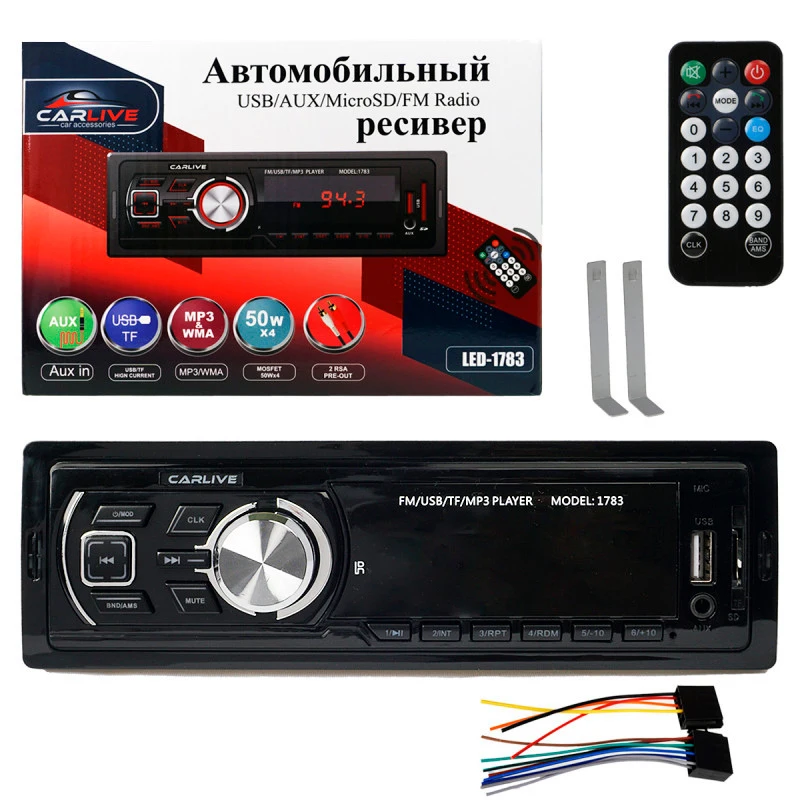Car Radio 1din carlive led-1783 BT LED screen Bluetooth and no version remote control FM radio aux USB APS voltage 12 V |