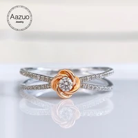 aazuo 18k solid white gold rose gold natrual diamonds 0 3ct h si flower ring gift for woman high class banquet engagement party