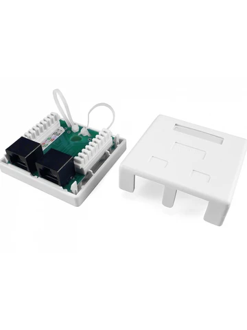 Розетка компьютерная настенная внешняя RJ-45 UTP 5E кат. двойная Hyperline SB2-2-8P8C-C5e-WH