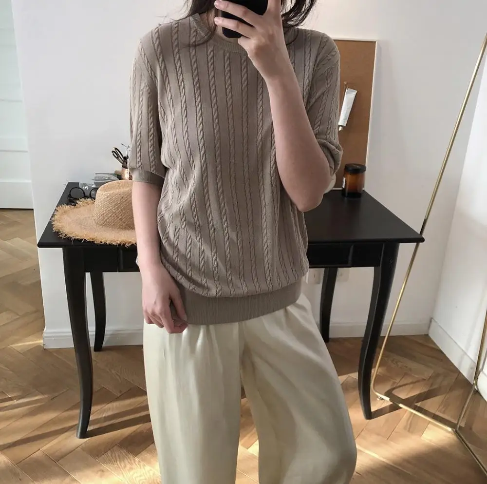 

new woman silk viscose sweater short sleeves loveMODA