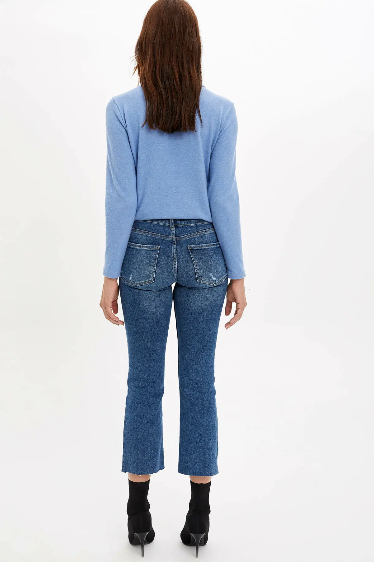 DeFacto женские осенние синие джинсы повседневные рваные джинсовые штаны Trousers