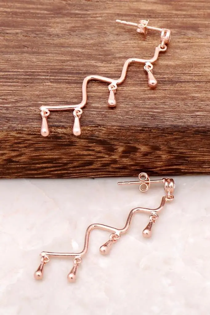 

Серьги из розового серебра с зигзагом, 2155, высокое качество, ручная работа, оригинальные филигранные серебряные украшения, подарок для женщин