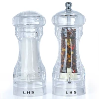 lhs salt and pepper grinder mill with adjustable ceramic coarseness spice peppercorn seasoning kitchen cooking tools portable