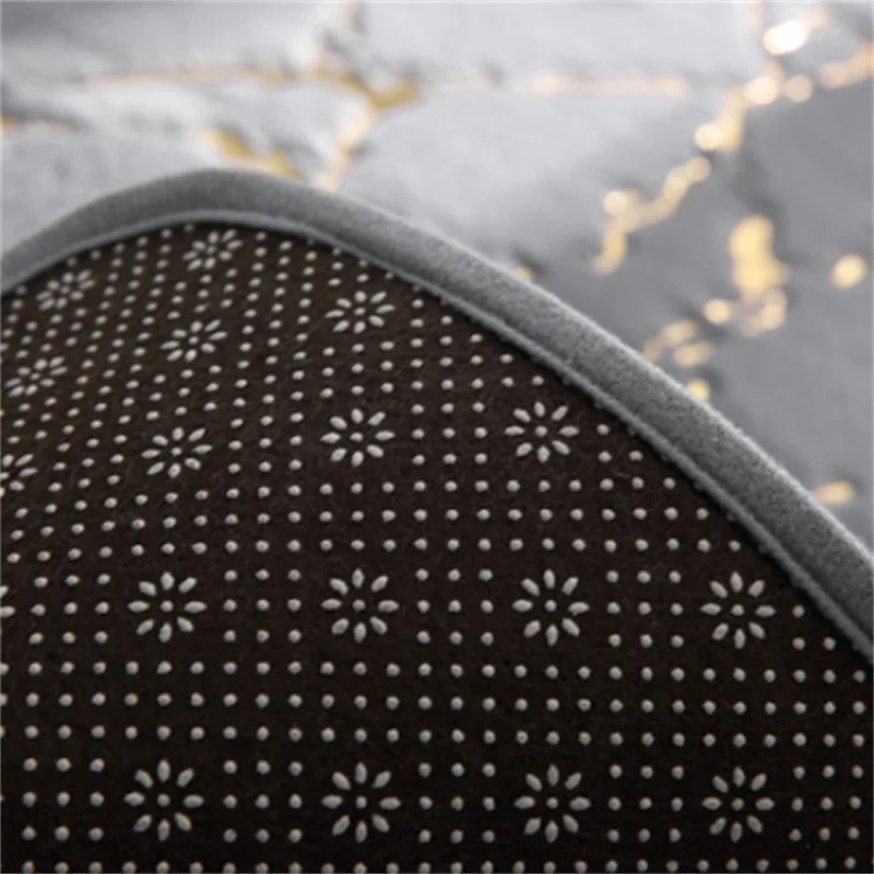 mat set of household living room bathroom toilet cushion set gold printing nonslip mat marble bronzing rug free global shipping