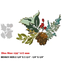 new arrival christmas tree pine cone metal cutting dies for 2022 scrapbook branch holly fruit leaf stems stencils card making