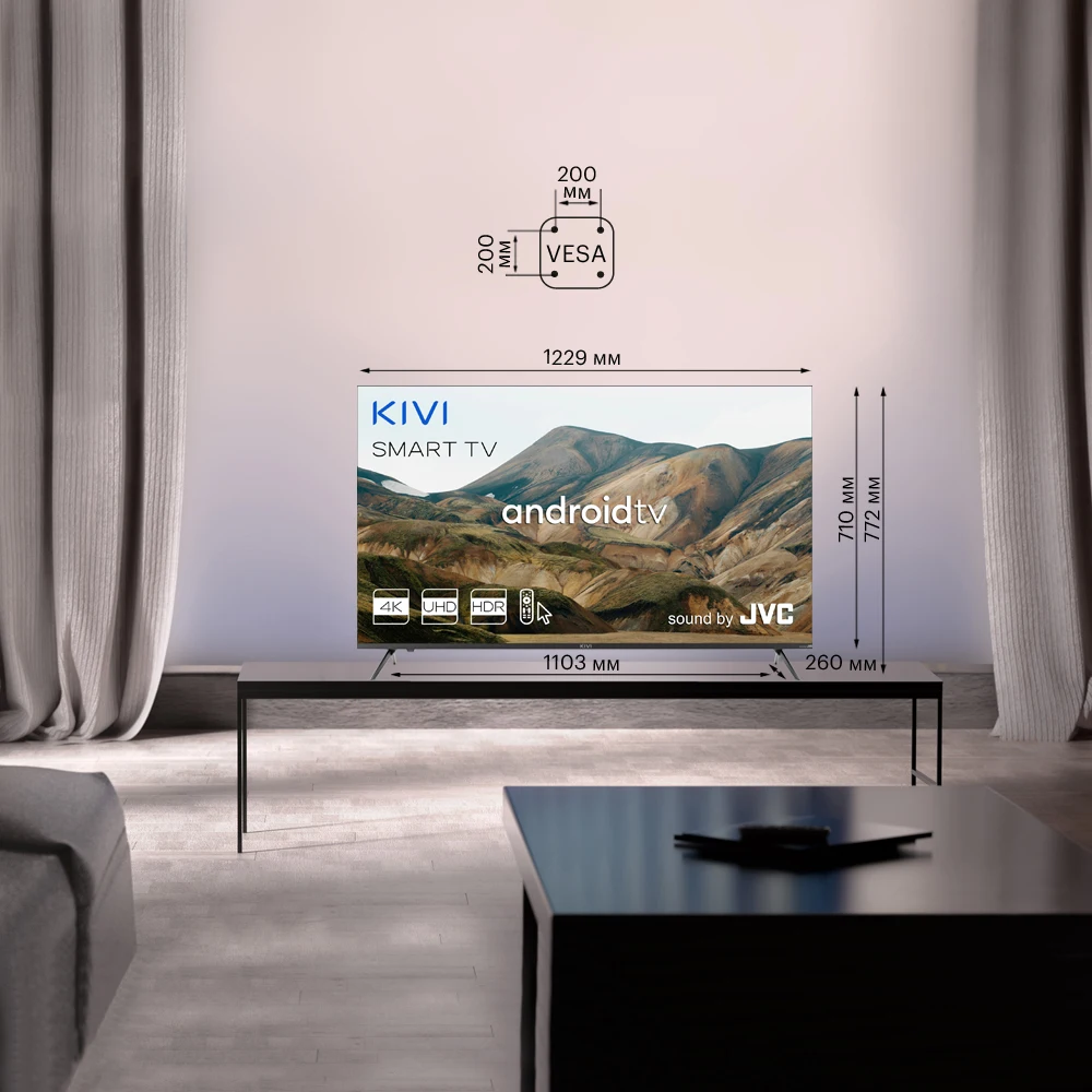 Телевизор KIVI 55&quot 55U740LB / UHD 4K Smart TV Google Android 9.0 HDR Голосовой ввод Wi-Fi 5GHz | Электроника