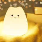 Светодиодный ночсветильник с датчиком, Мягкая силиконовая лампа в виде кошки для детской комнаты, прикроватная лампа, подарок для спальни, игрушка RGB для детей
