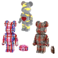 bearbricks net red violent love bear model mini bricks with light moc cute camouflage bear building blocks toys for kids gifts