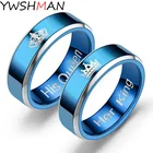 Обручальное кольцо для мужчин и женщин, ювелирное изделие из нержавеющей стали, обручальное кольцо синего цвета, хороший Подарок на годовщину