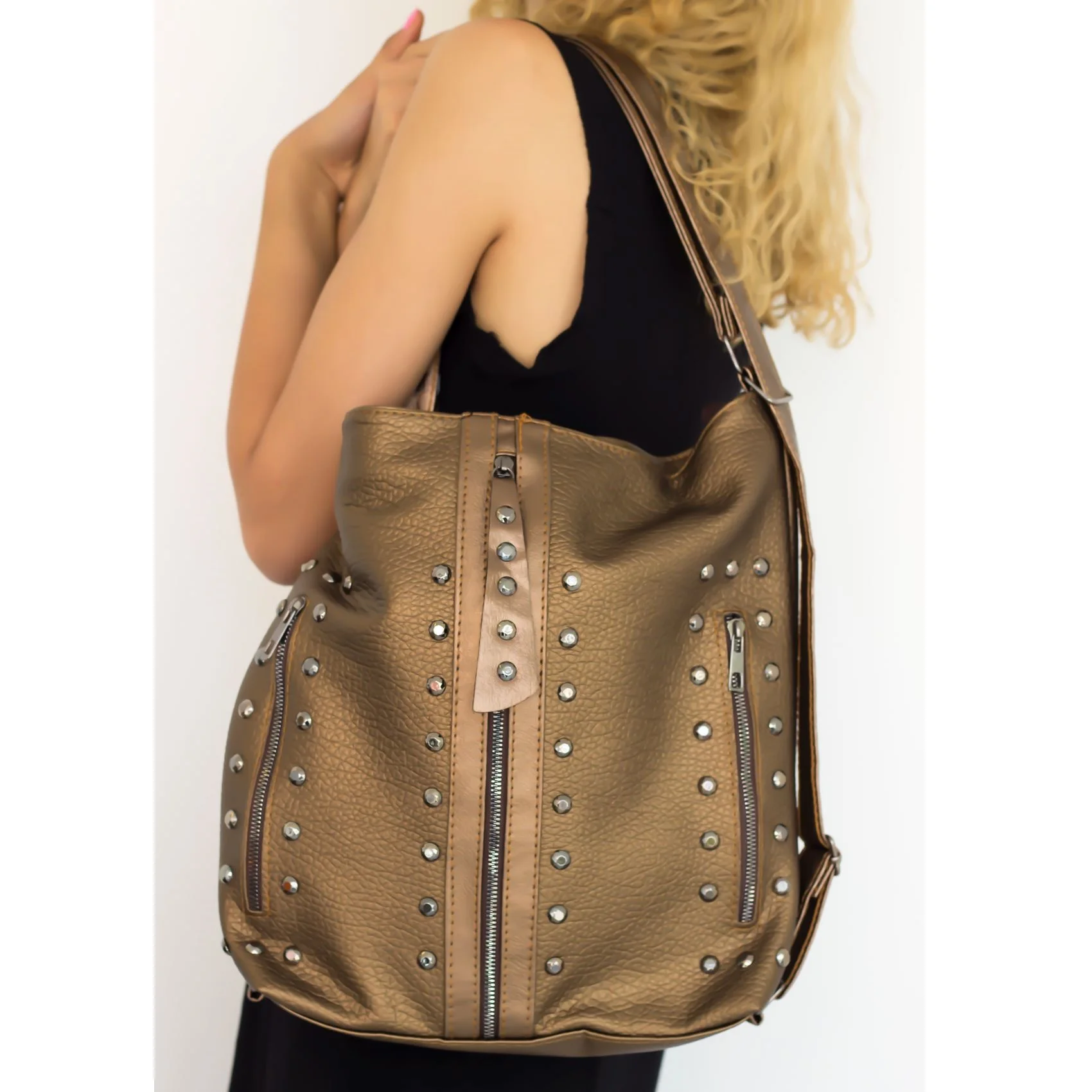 

Bronze Color PU Leather New Season Quality Women Lady Female Fashion Stylish Zippered Casual Crossbody & Shoulder Bag