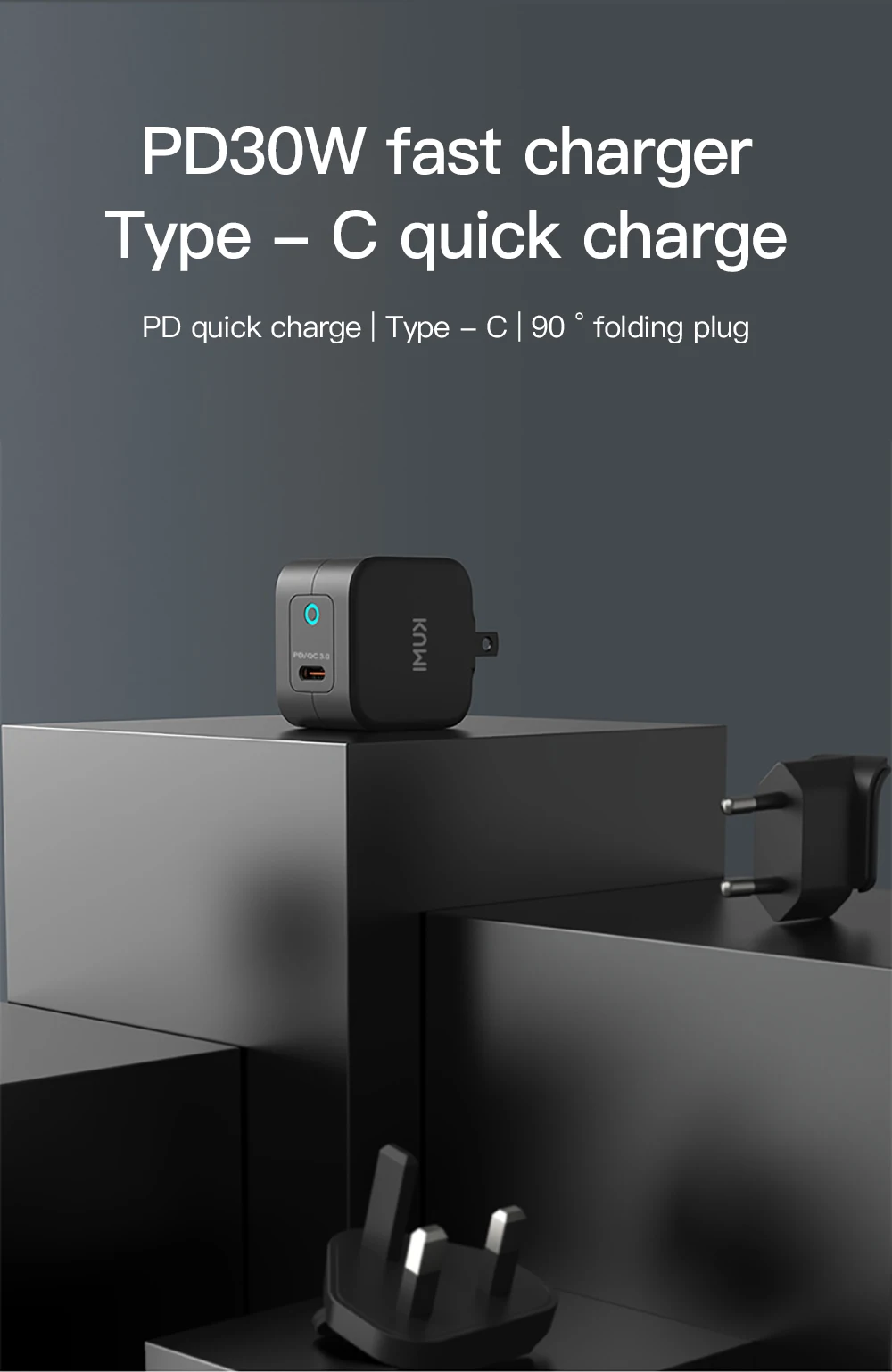 KUMI PD 20W Quick Charger USB Type-C 30W GaN with QC 3.0 Fast for iPhone 11 Huawei Xiaomi Laptop | Электроника