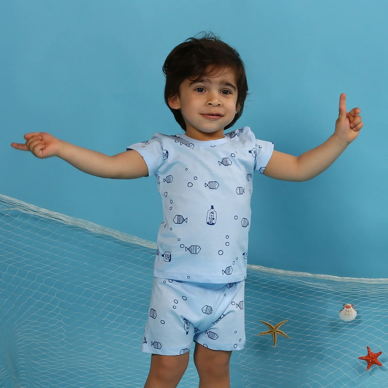 Ebebek HelloBaby/футболка с принтом Маленький Фишер для маленьких мальчиков| |