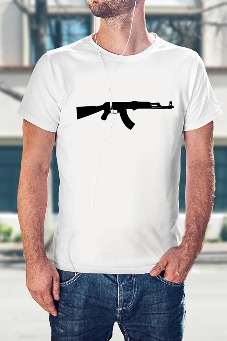 Футболка АК-47 калашников калаш черная белая 100% хлопок | Мужская одежда