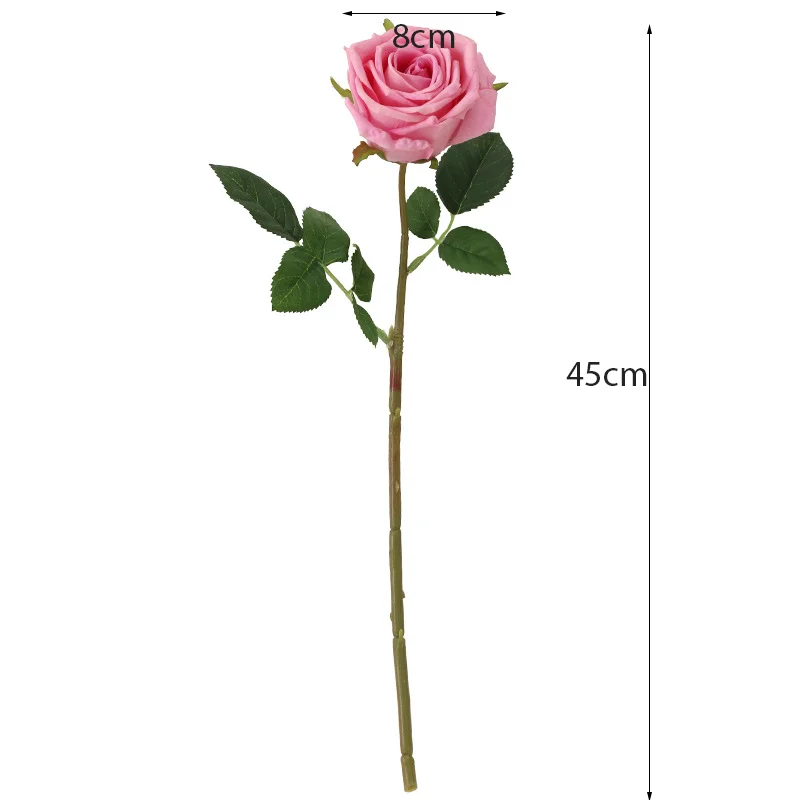 Искусственный цветок розы тонкие розовые листьями шелковые цветы для свадьбы