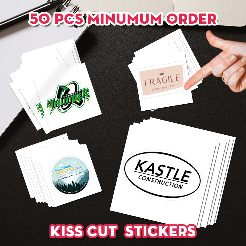 Индивидуальные наклейки Kiss Cut для логотипа бренда название компании с
