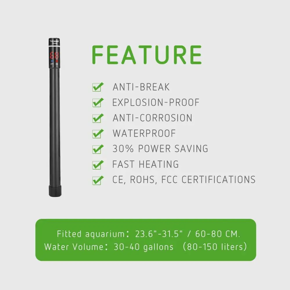 Аквариумный нагреватель погружной титановый аквариума с интеллектуальным