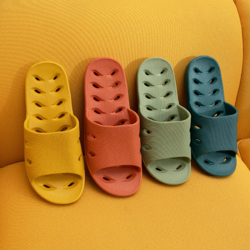 

2022 Summer Shoes Bathroom Leaking Hollow Solid Color Simple Odorless EVA Unisex Slippers
