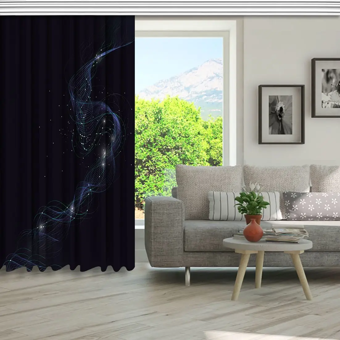 Занавес абстрактные соединяющие точки и линии технологии науки сети тема