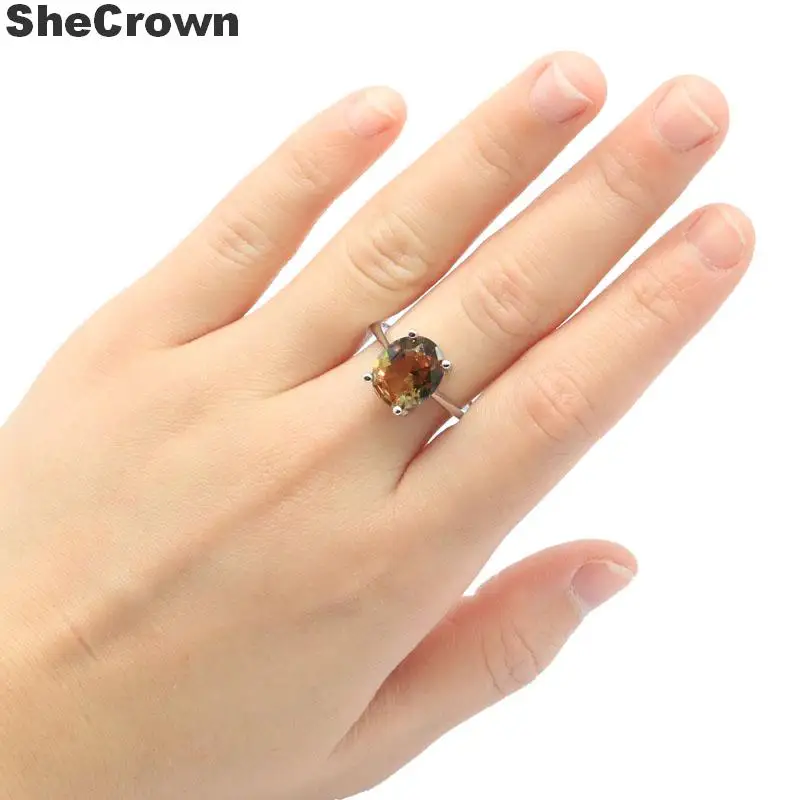 Серебряные кольца SheCrown 12x10 мм с топазом меняющим цвет | Украшения и аксессуары