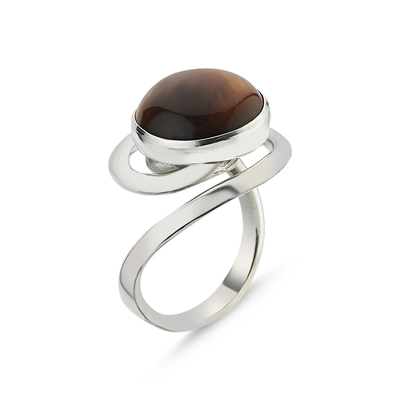 

Silver 925 Sterling Tiger Eye Stone Hand Handwork Ring