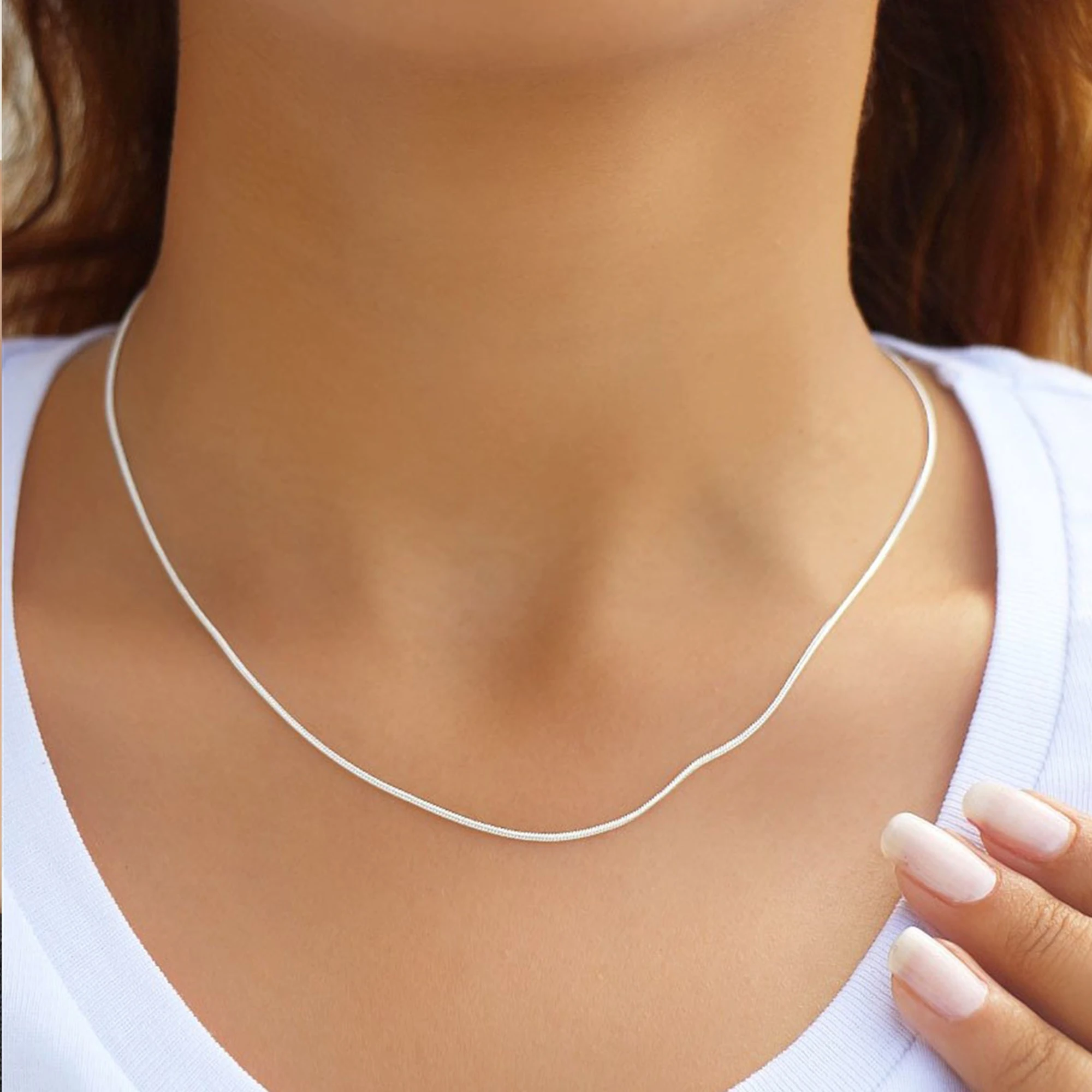 

2021 Fashion Silver Color Clip-On Stainless Women Curb Chain Necklace