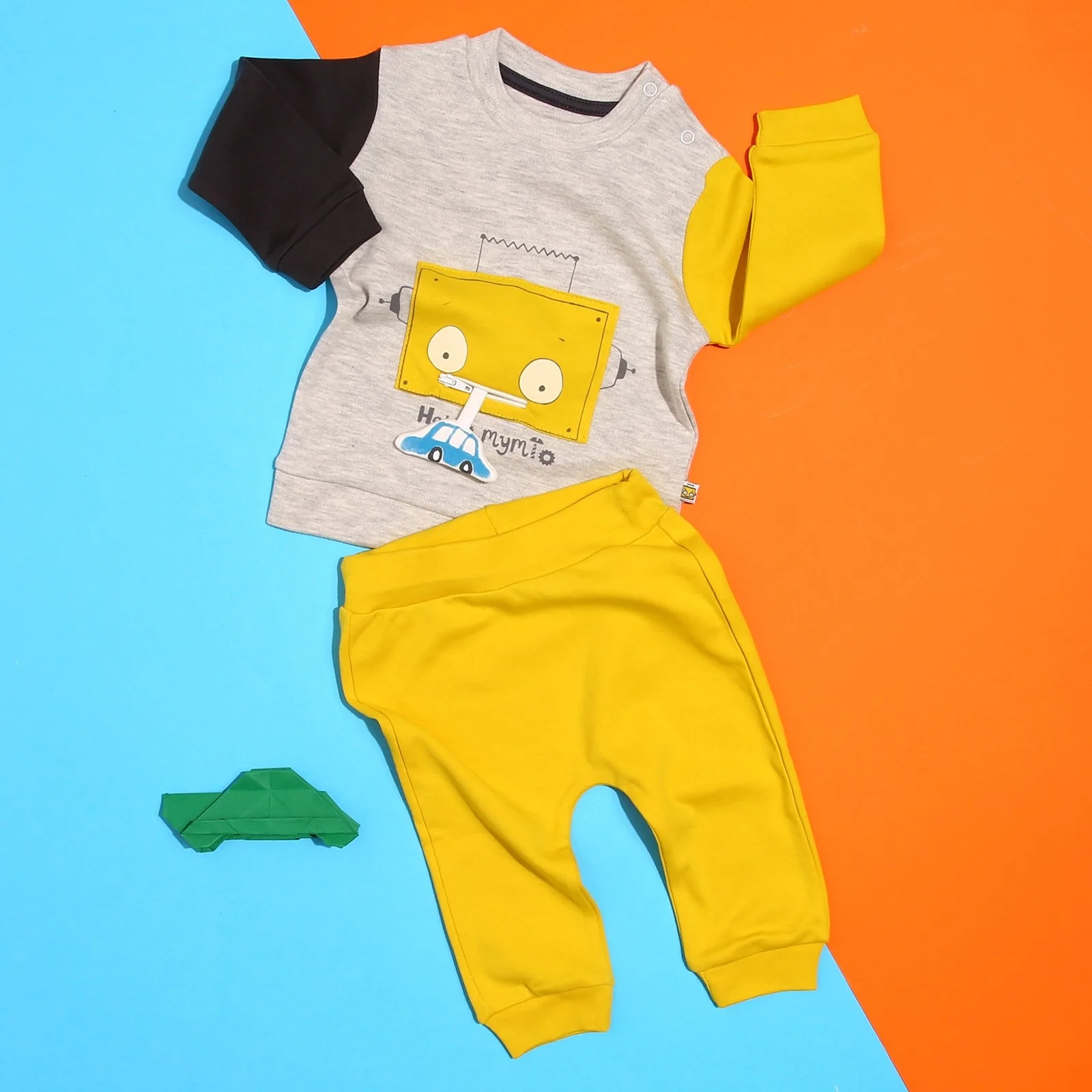 Комплект одежды для маленьких мальчиков ebebek Mymio хлопковый свитер с длинными