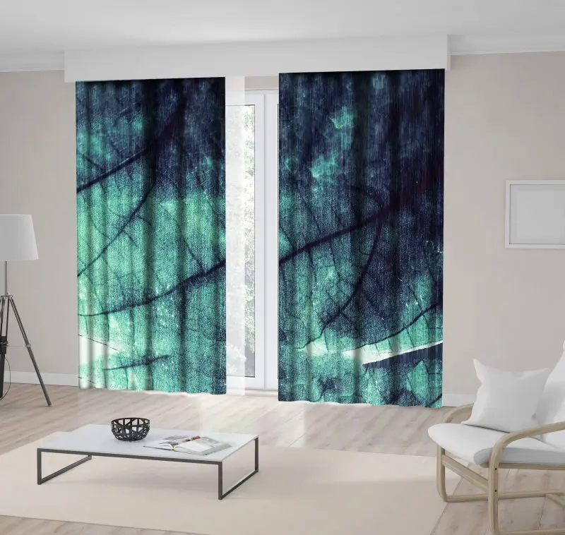 Занавеска тропические листья Листва Ретро Состаренный вид Природа тема