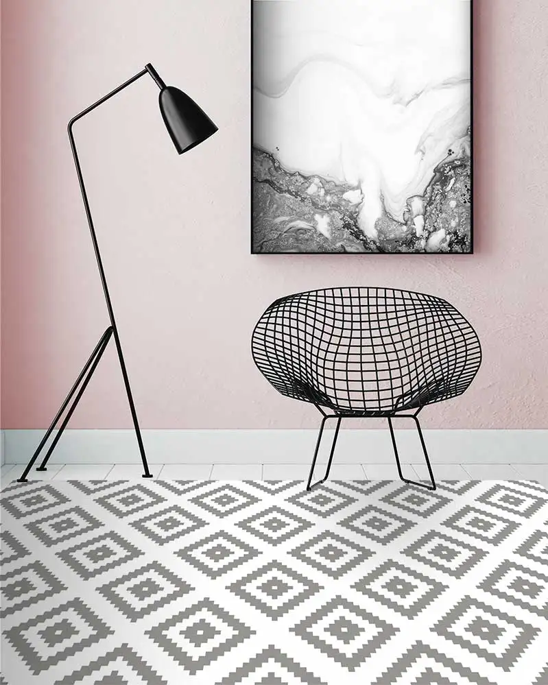 Панорама коврик Виниловая пластинка серые квадраты Кухня ковер анти скольжение