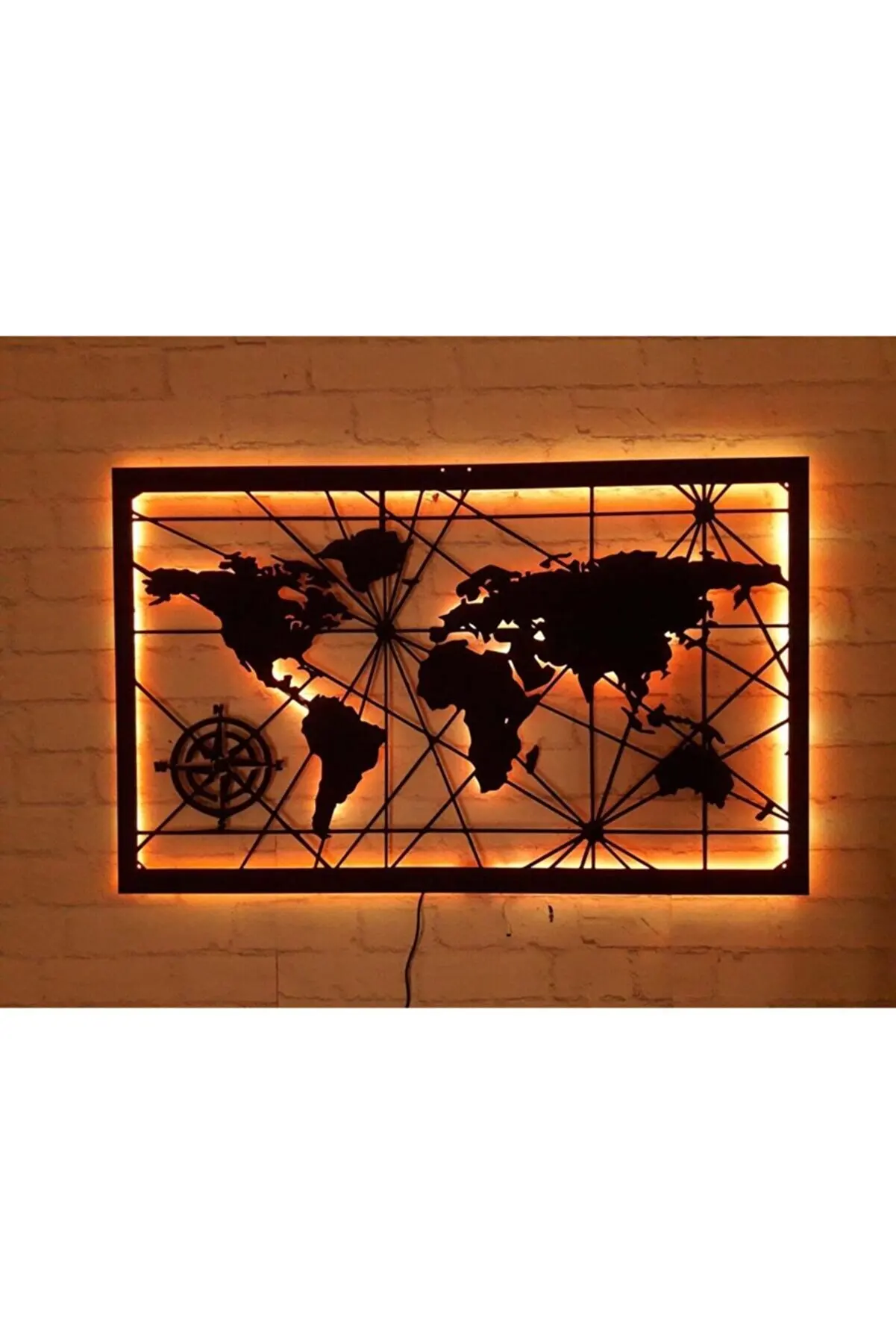 

World Map Wooden Led Illuminated Wall Table room bedroom kitchen Office