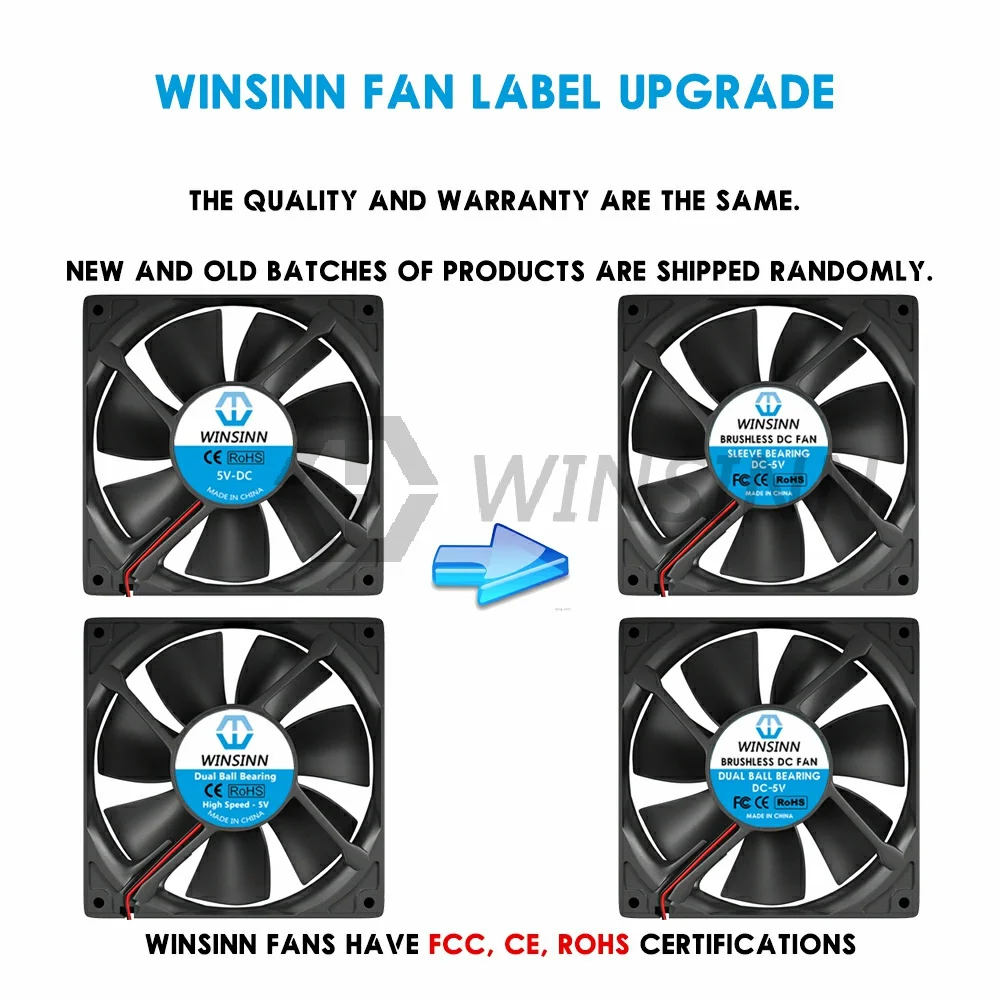 WINSINN 120mm Fan DC 5V 12V 24V 12025 Sleeve / Dual Ball Bearing Brushless Cooling 120x25mm 2PIN |
