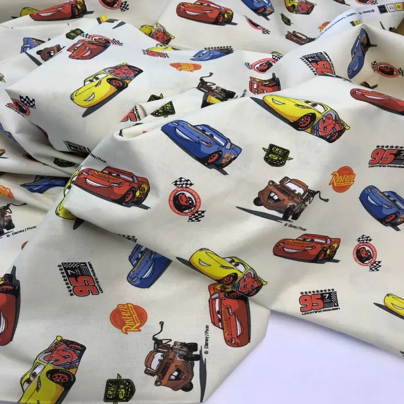 Хлопчатобумажная ткань по метрам DISNEY тачки 100% поплин хлопок детская текстиль PERTEX