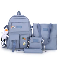 4pcsset animal pendant large capacity school bags pencil case tote 15 6 inch laptop backpack unisex travel casual rucksack