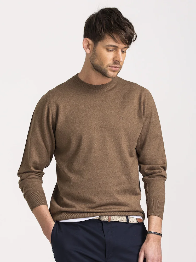 

Мужской классический трикотажный свитер Hateko из 30% шерсти с круглым вырезом