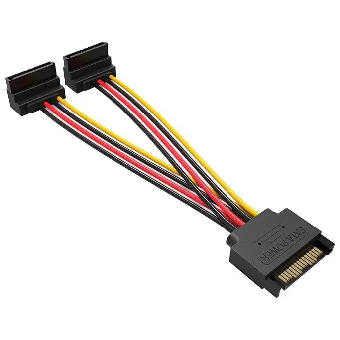 Power cable gsmin we35 2xsata 15-pin (90 degrees) (M) - SATA (F) (black) | Mobile Phone Cables