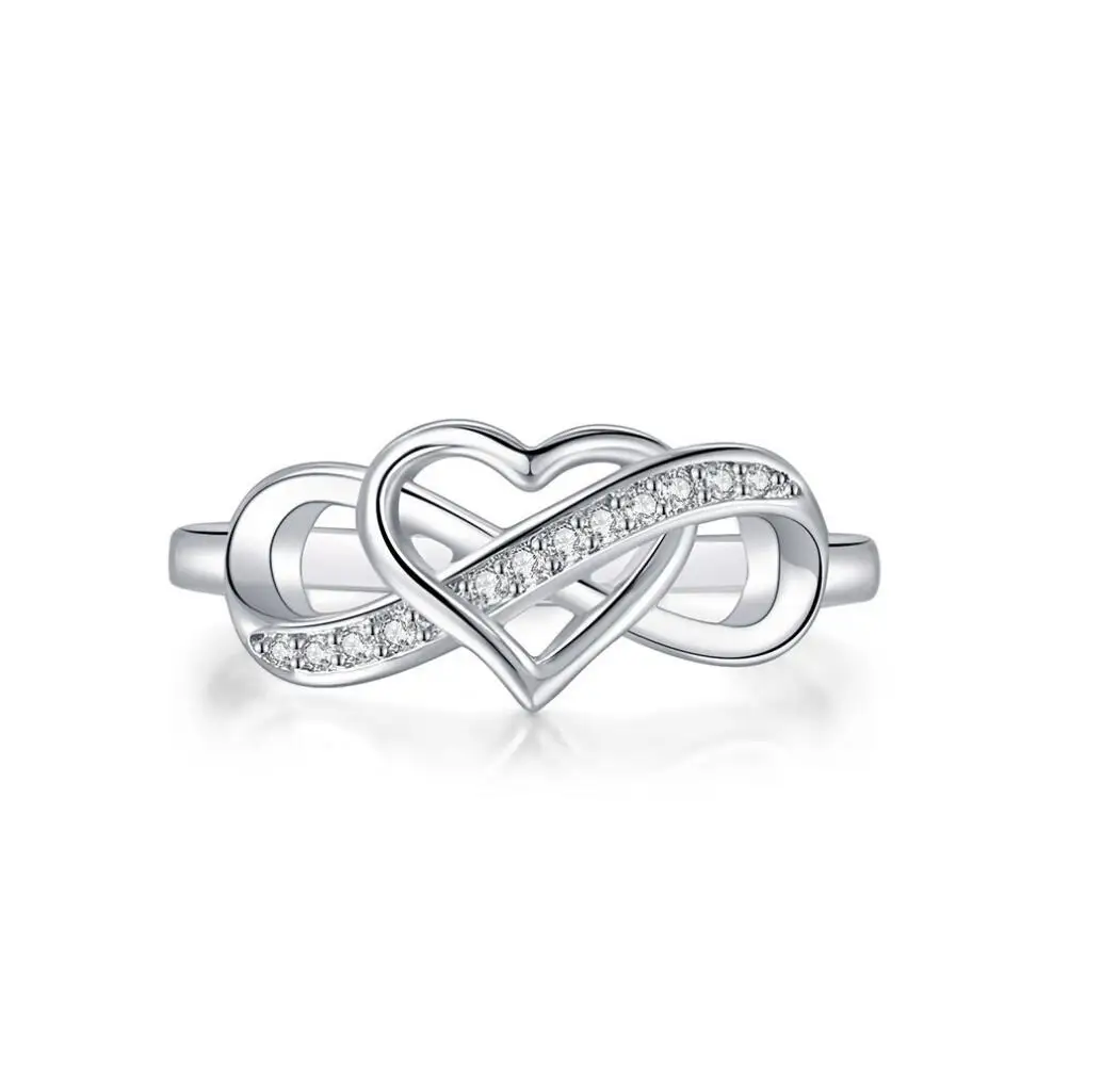 

Gold Plated Heart Infinity Cubic Zirconia Trendy Rings for Women