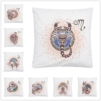 aesthetic constellation cartoon pattern soft short plush cushion cover pillow case for home sofa car decor pillowcase45x45cm