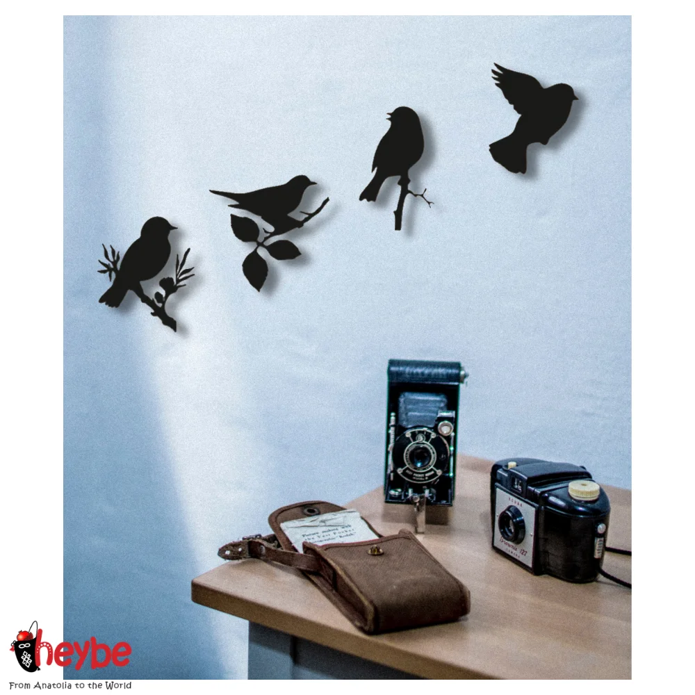 Деревянный Настенный декор и искусство птицы Летающие на ветке украшение для