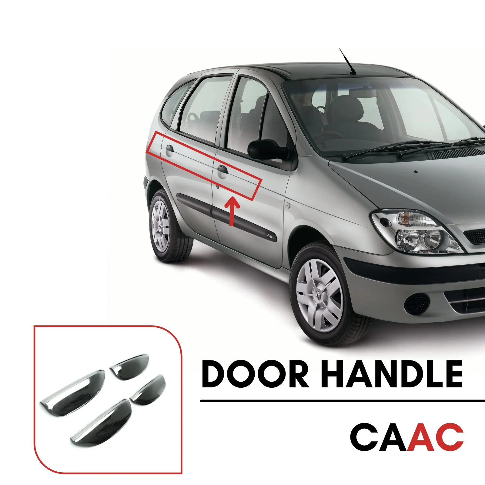 

FOR RENAULT SCENIC MPV 1996-2003 4 PIECE CHROME DOOR HANDLE STAINLESS STEEL WATER PROOF PROTECTION MODEL MIRROR PLATED PERFORMANCE CAR