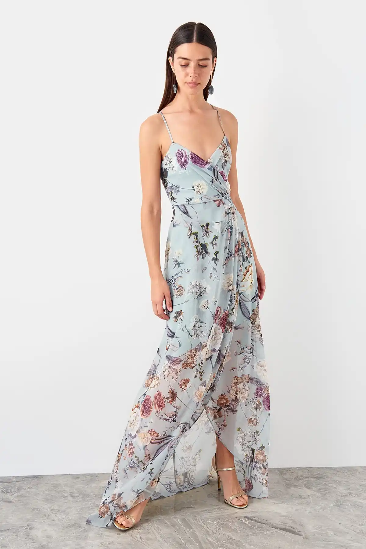 Trendyol водно-зеленое сзади детальное вечернее платье TPRSS19UT0189 | Свадьбы и торжества