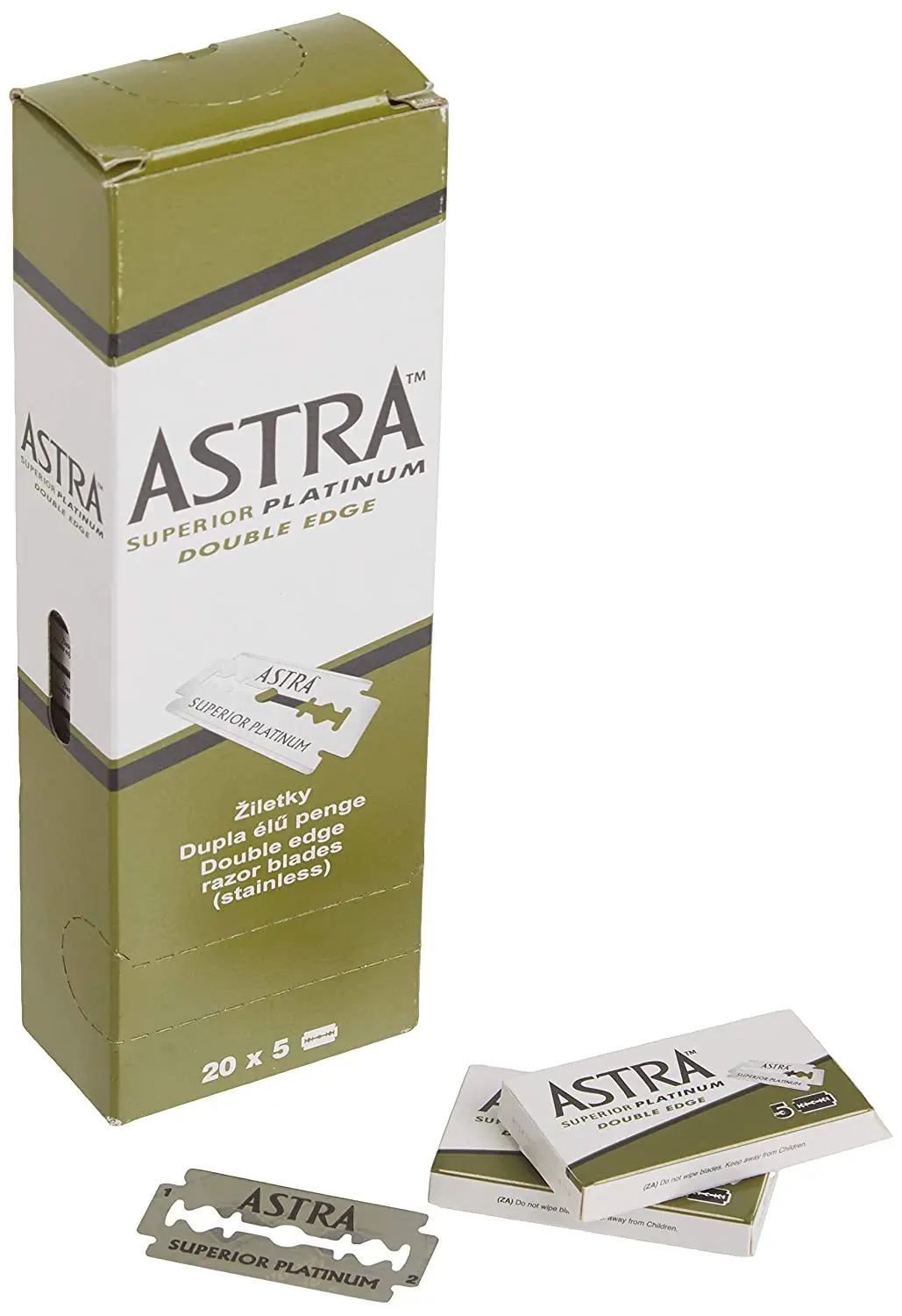 Astra superior platinum double edge safety razor blades shaving green pack 5x20 |