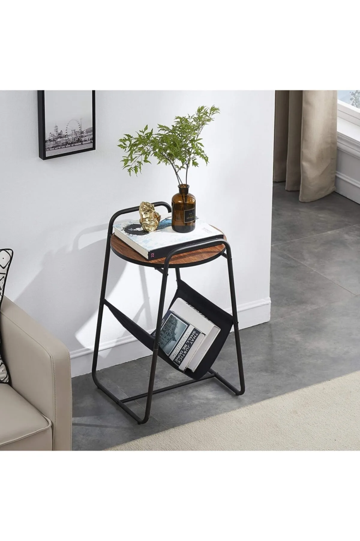 Подставка под журнальный столик с сумкой декоративный металлический кофейный