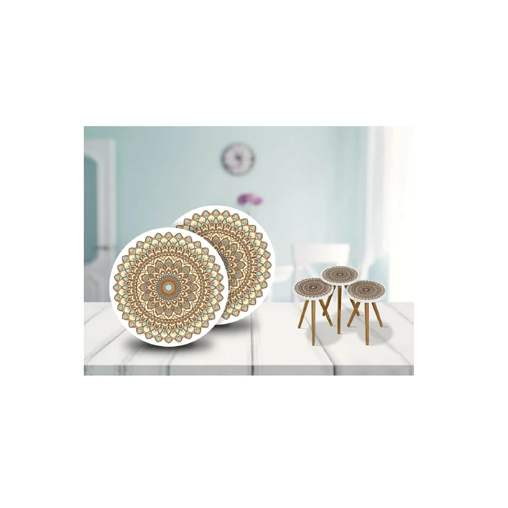 3 шт. деревянный круглый прикроватный столик с рисунком мандалы