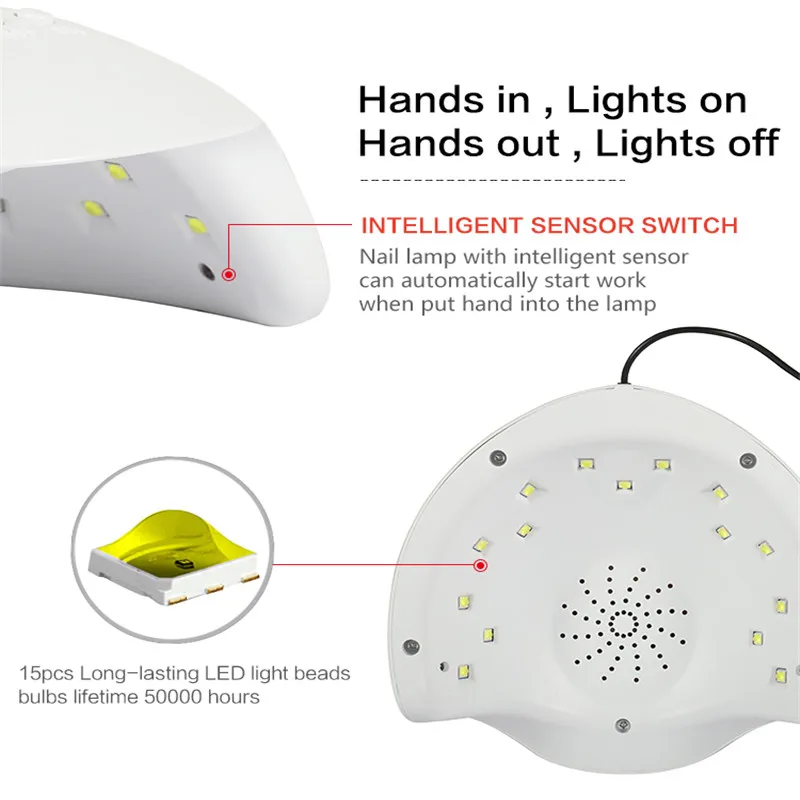 TP 36W Светодиодная УФ лампа для ногтей белая 15 шт. светодиодная Сушилка всех гель