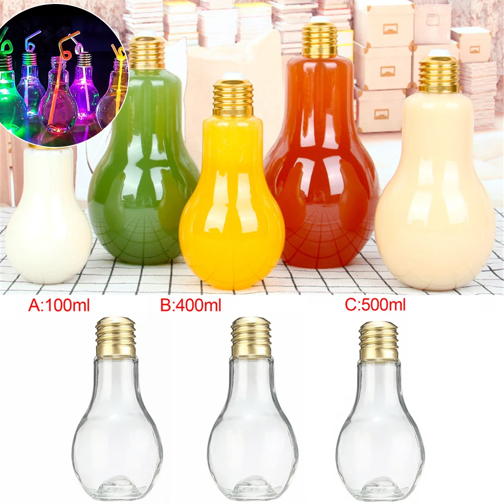 

Glowing Light Bulb Juice Cup Drink Bottle Creative 400ml/500ml Plastic Cold Water Summer Milk Juice Tea Coffee Bottle