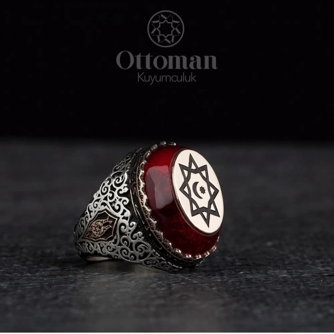 Starboard Silver Men's Ring, Men's Silver Ring With Stone, Finger Ring For Men, Ottoman Ring For Men, Handmade Jewelry Engagemen