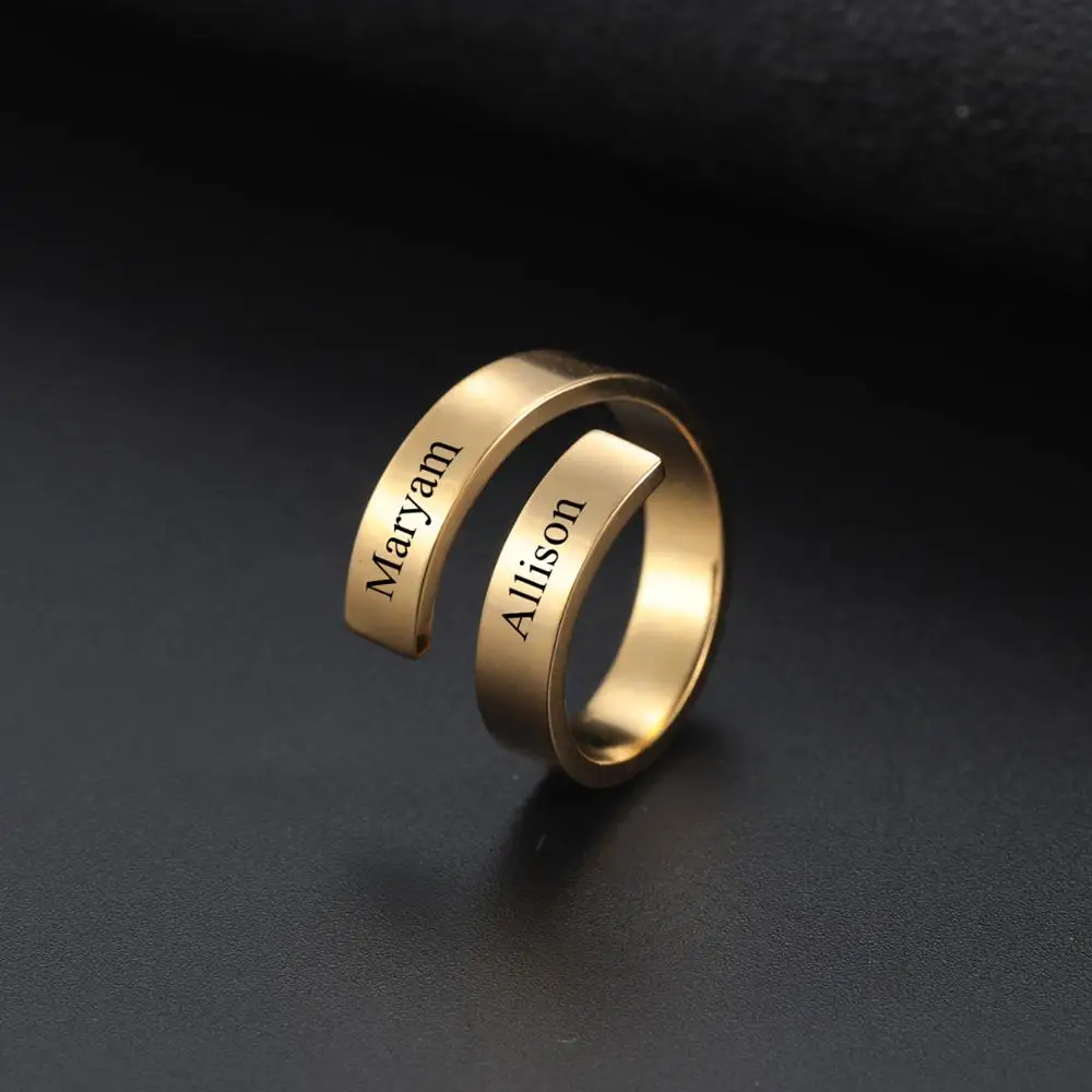 

Personalized Stainless Steel Engraved Name Rings Men Women Couple Finger Ring Party Wedding Stainless Steel Charm Jewelry Gifts