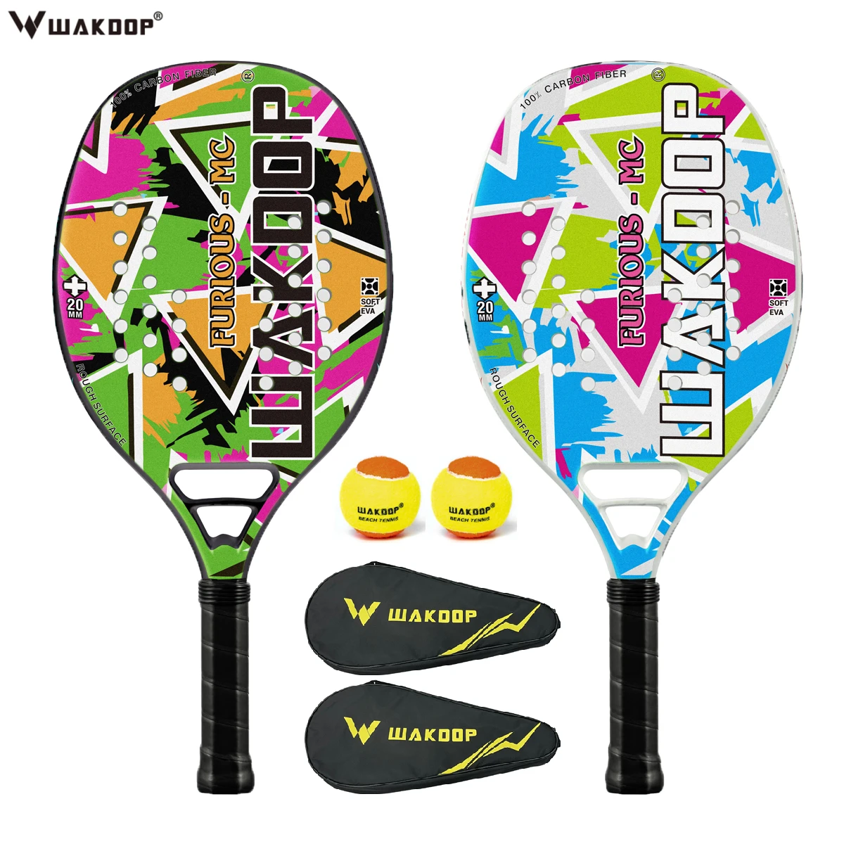 

Wakdop 3K Carbon Beach Tennis Racket Rough Surface Racket For Beach tenis Raquete 3K Adult Unisex Beach Rackets With Bag